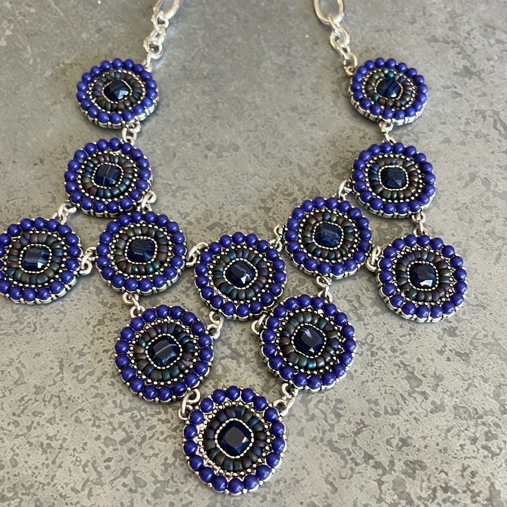Blue and silver statement necklace